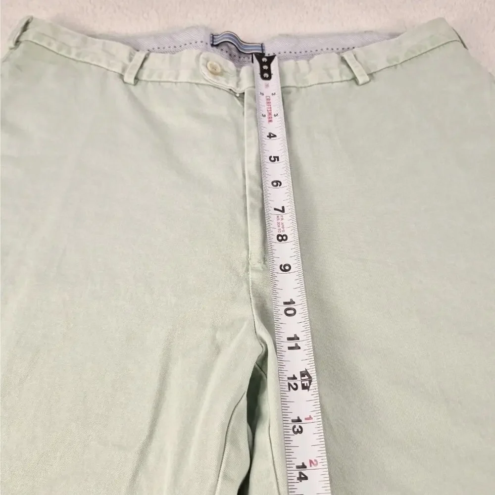 Peter Millar Men's Flat Front Chino Shorts Size 36, Green, Pima Cotton